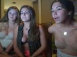 Three webcam girls stripping and teasing