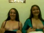 Two girls flashing tits on webcam