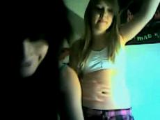 Two emo girls flashing on webcam