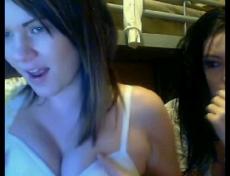 Two girls play with dildo on Skype